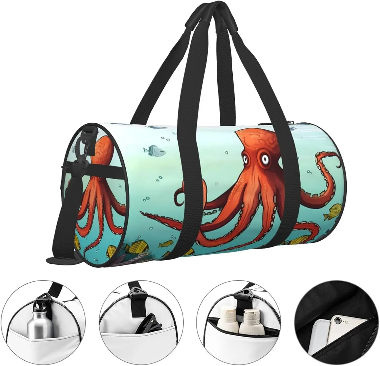 Travel Bag For Women,Giant Octopus Print Personal Item Duffle Bags,Weekend Travel Duffel Tote Bag,Travel Sport Gym Bag For Men,Airplane Travel Essentials For Flying