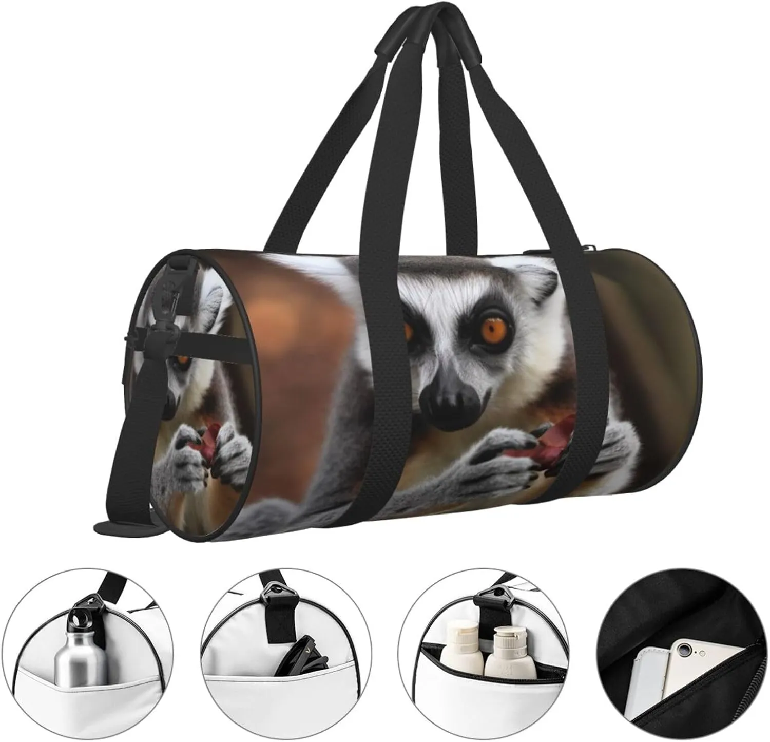 Travel Bag For Women,Monkey Lemur Cute Print Personal Item Duffle Bags,Weekend Travel Duffel Tote Bag,Travel Sport Gym Bag For Men,Airplane Travel Essentials For Flying