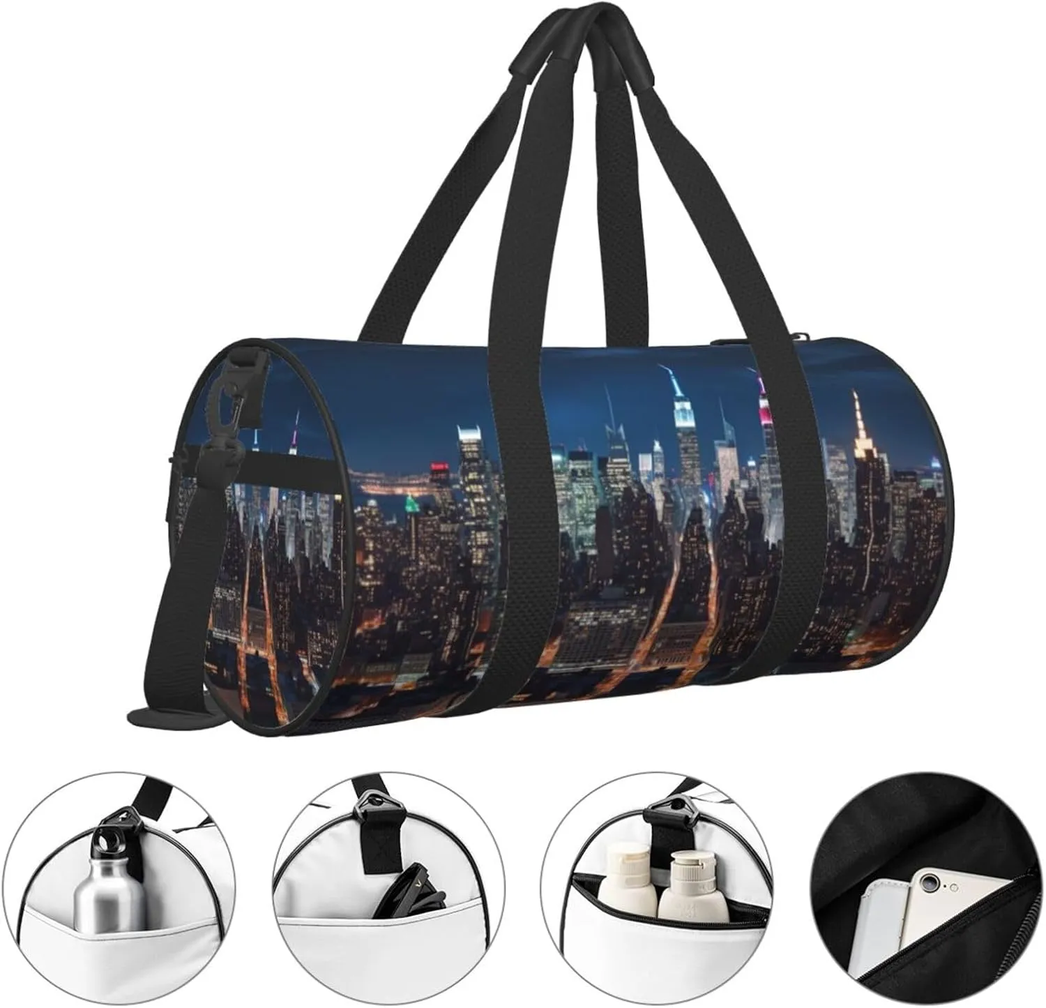 Travel Bag For Women,New York City Night Print Personal Item Duffle Bags,Weekend Travel Duffel Tote Bag,Travel Sport Gym Bag For Men,Airplane Travel Essentials For Flying
