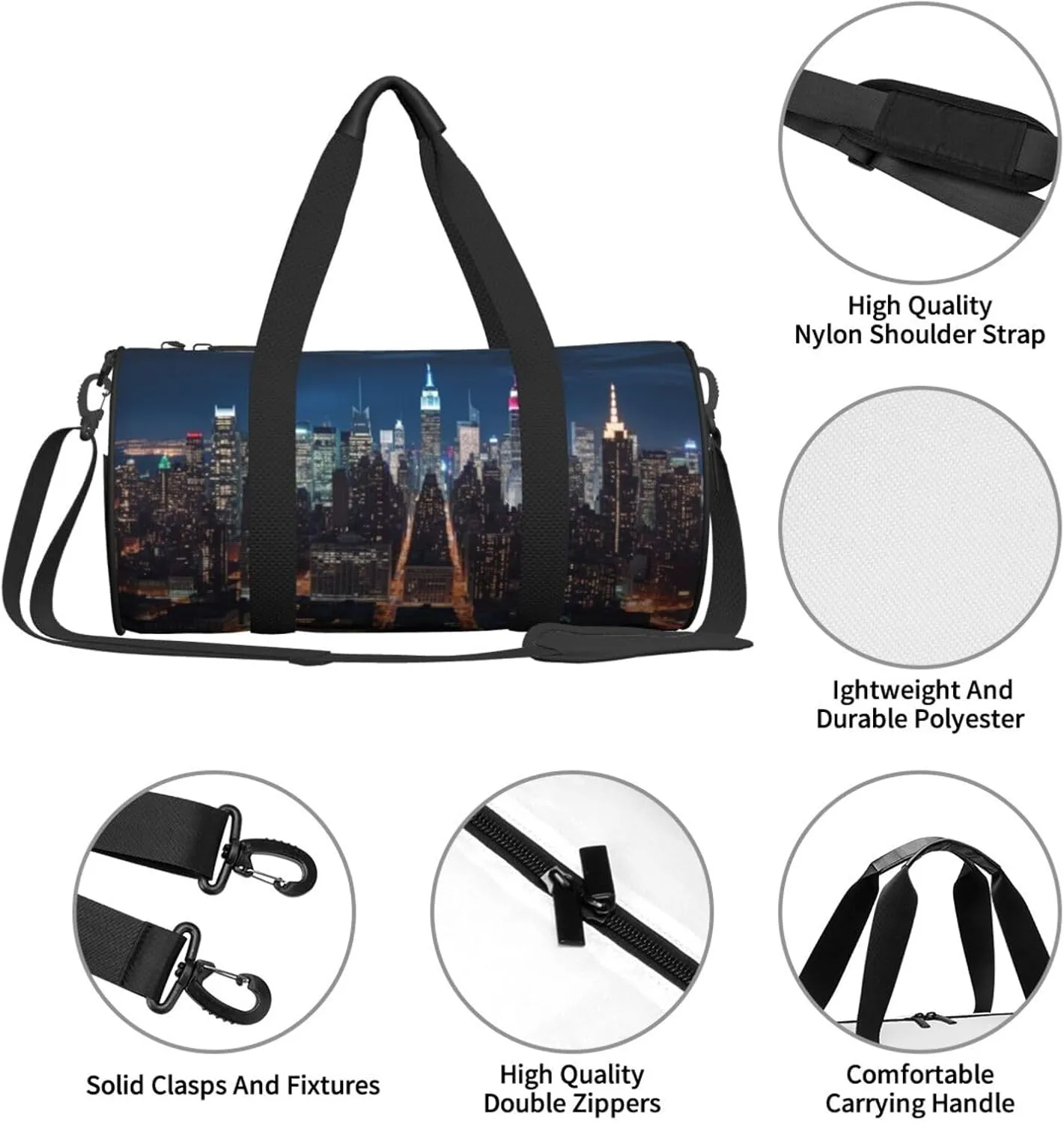 Travel Bag For Women,New York City Night Print Personal Item Duffle Bags,Weekend Travel Duffel Tote Bag,Travel Sport Gym Bag For Men,Airplane Travel Essentials For Flying