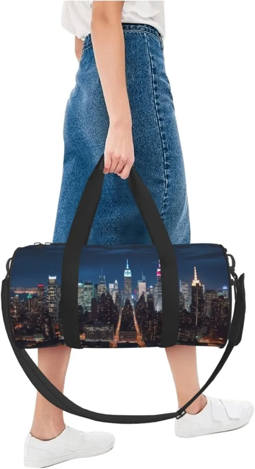 Travel Bag For Women,New York City Night Print Personal Item Duffle Bags,Weekend Travel Duffel Tote Bag,Travel Sport Gym Bag For Men,Airplane Travel Essentials For Flying
