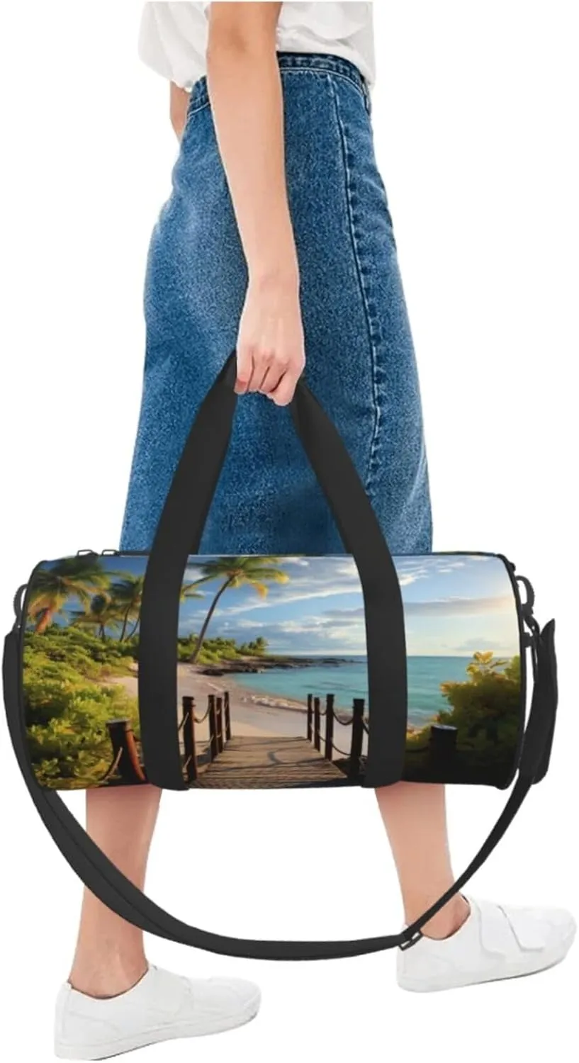 Travel Bag For Women,Palm Trees Beach Sea Ocean Print Personal Item Duffle Bags,Weekend Travel Duffel Tote Bag,Travel Sport Gym Bag For Men,Airplane Travel Essentials For Flying