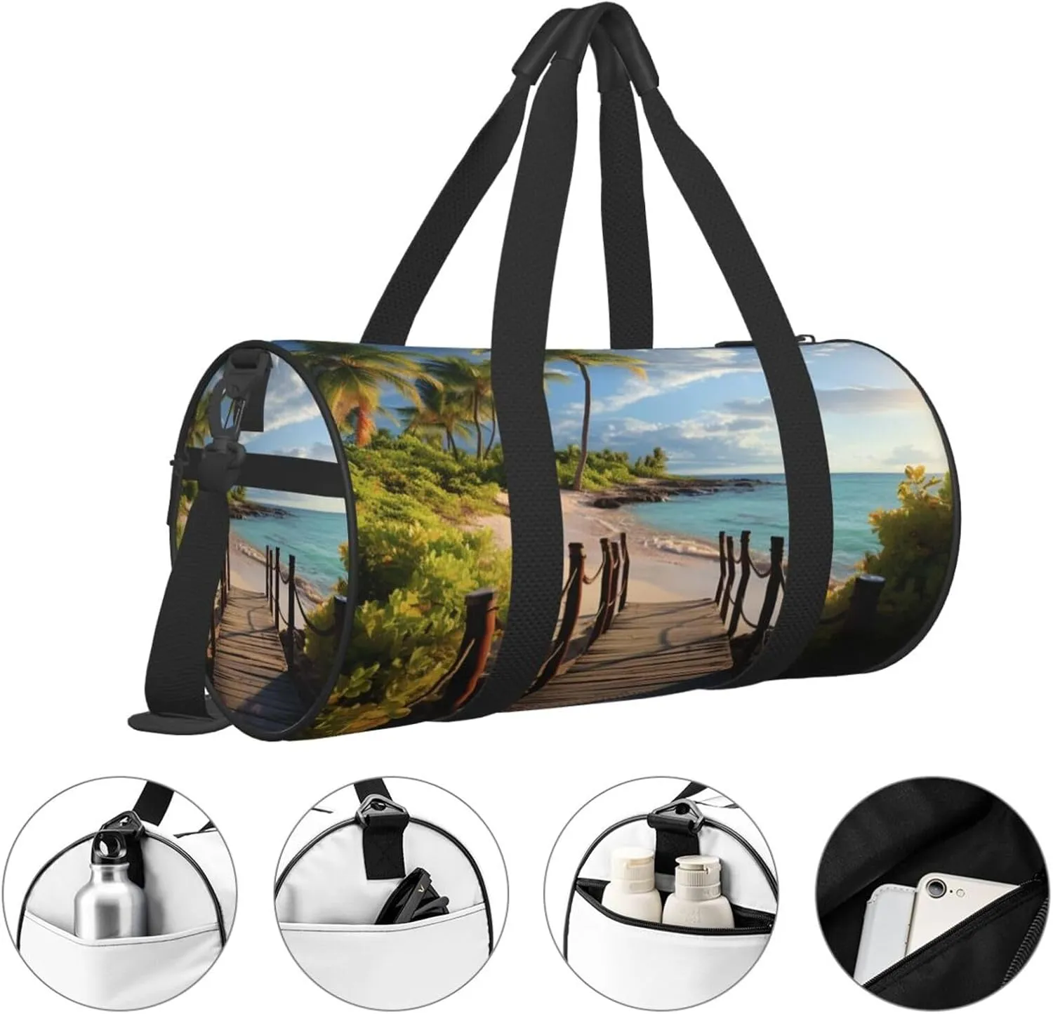 Travel Bag For Women,Palm Trees Beach Sea Ocean Print Personal Item Duffle Bags,Weekend Travel Duffel Tote Bag,Travel Sport Gym Bag For Men,Airplane Travel Essentials For Flying