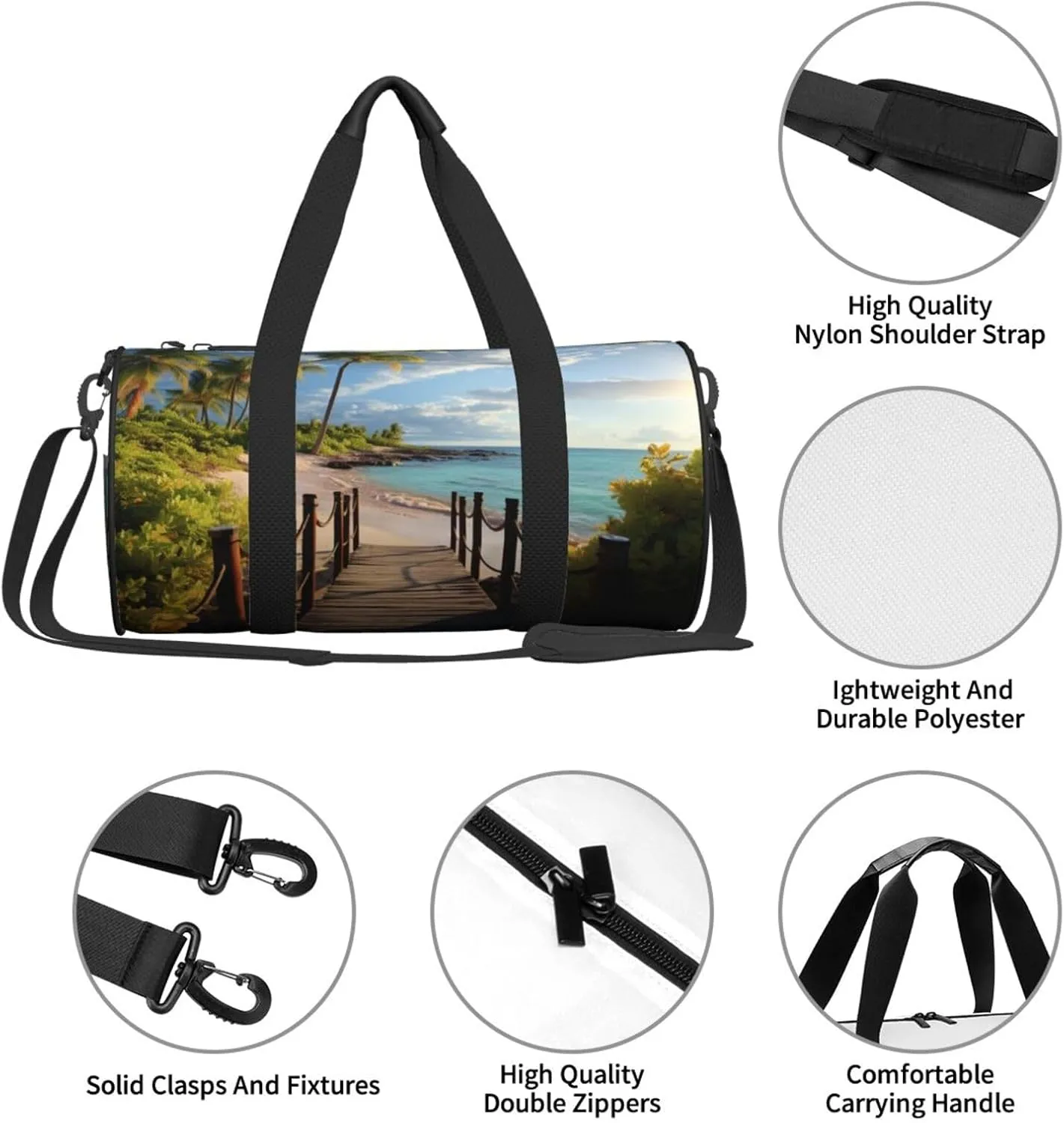 Travel Bag For Women,Palm Trees Beach Sea Ocean Print Personal Item Duffle Bags,Weekend Travel Duffel Tote Bag,Travel Sport Gym Bag For Men,Airplane Travel Essentials For Flying