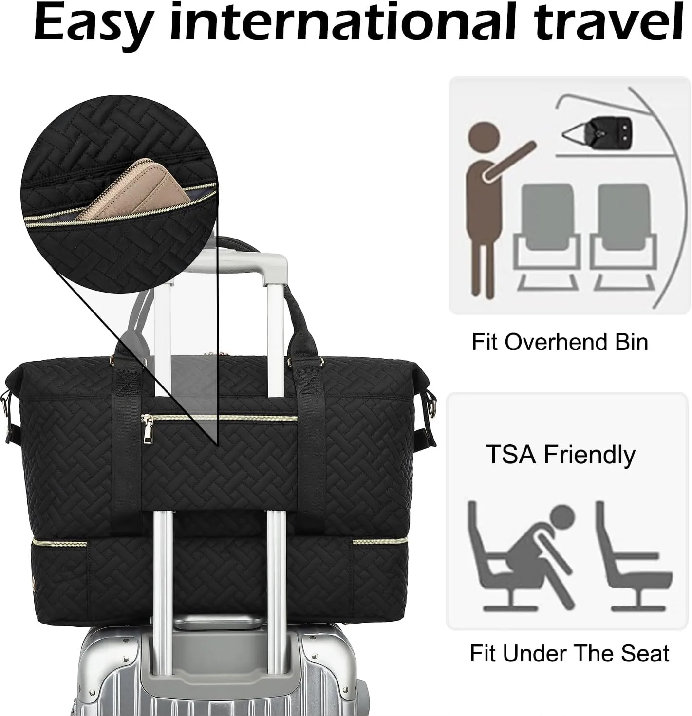 Travel Duffel bag for Women,Weekender Bags,Overnight Bags,Travel Essentials Carry on Bag with Shoe Compartment,Gym Bag with Wet Pocket,Personal Item travel bag,Hospital Bag for Women Labor Delivery