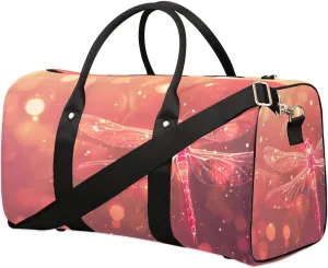 Travel Duffel Bag, Glitter Dragonfly Beauty Sports Tote Gym Bag Foldable Western Aztec Weekender Bag Carry on Luggage Handle Bag Overnight Shoulder Bag for Women Men,A-151