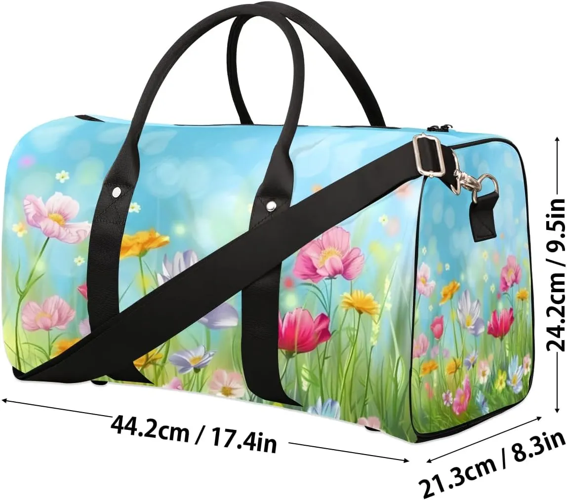 Travel Duffel Bag, Spring Flower Floral Sports Tote Gym Bag Foldable Western Aztec Weekender Bag Carry on Luggage Handle Bag Overnight Shoulder Bag for Women Men,A-327