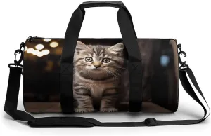 Travel Duffel Bag Weekender Bags for Men Women Large Capacity Overnight Bags Cat on Stake Travel Sports Gym Bag Canvas Carry On Tote Bags for Travel Yoga