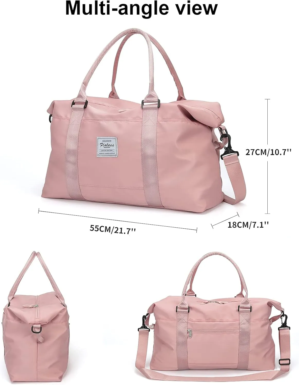 Travel Duffel Bags for Women,Weekender Overnight Bag with Wet Pocket & Toiletry Bag,Carry On Personal Item Bag,Travel Tote Gym Bag, Pink, Large