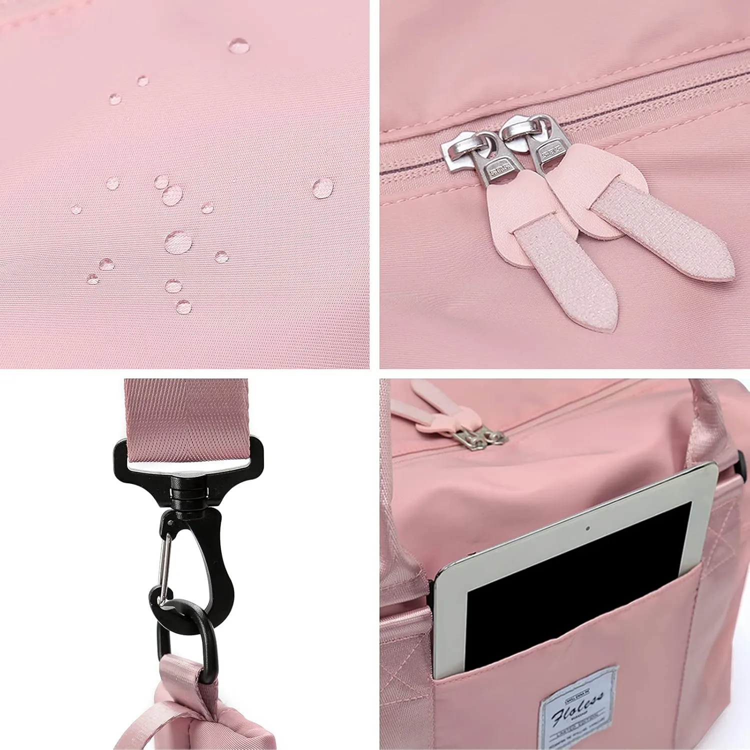 Travel Duffel Bags for Women,Weekender Overnight Bag with Wet Pocket & Toiletry Bag,Carry On Personal Item Bag,Travel Tote Gym Bag, Pink, Large