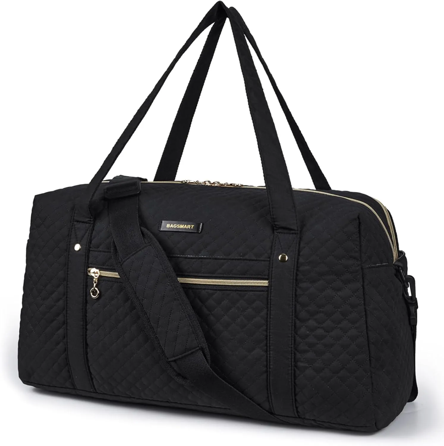Travel Duffle Bag, BAGSMART 37L Weekender Overnight Bag with Wet Pocket for Women, Large Carry On Bag with Laptop Compartment and Shoes Bag for Travel, Business Trips, Sports(Black)