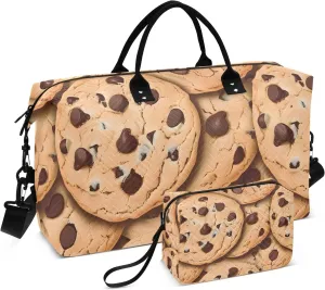 Travel Duffle Bag, Chocolate Chip Cookies Gym Bag with Storage Bag Weekender Overnight Bag for Men Women Trip Sports Yoga