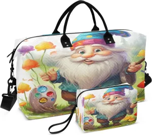 Travel Duffle Bag, Drawing Dwarf Gym Bag with Storage Bag Weekender Overnight Bag for Men Women Trip Sports Yoga