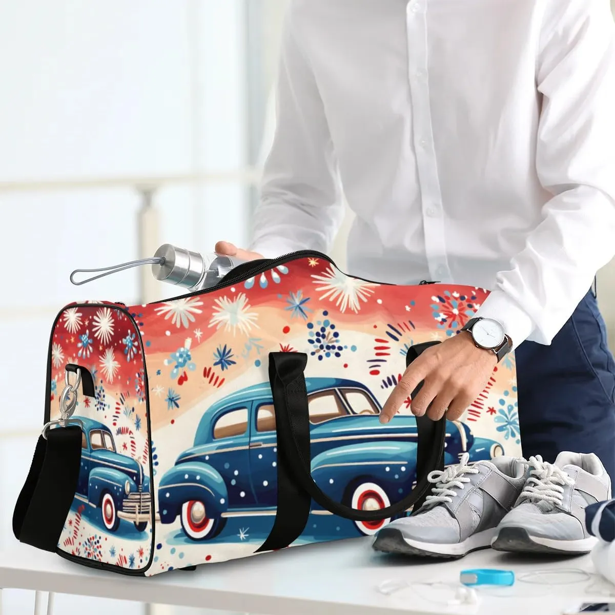 Travel Duffle Bag Festive Car Gym Bags for Men Women Travel Duffel Bags with Adjustable Shoulder Strap Carry On Weekender Bag