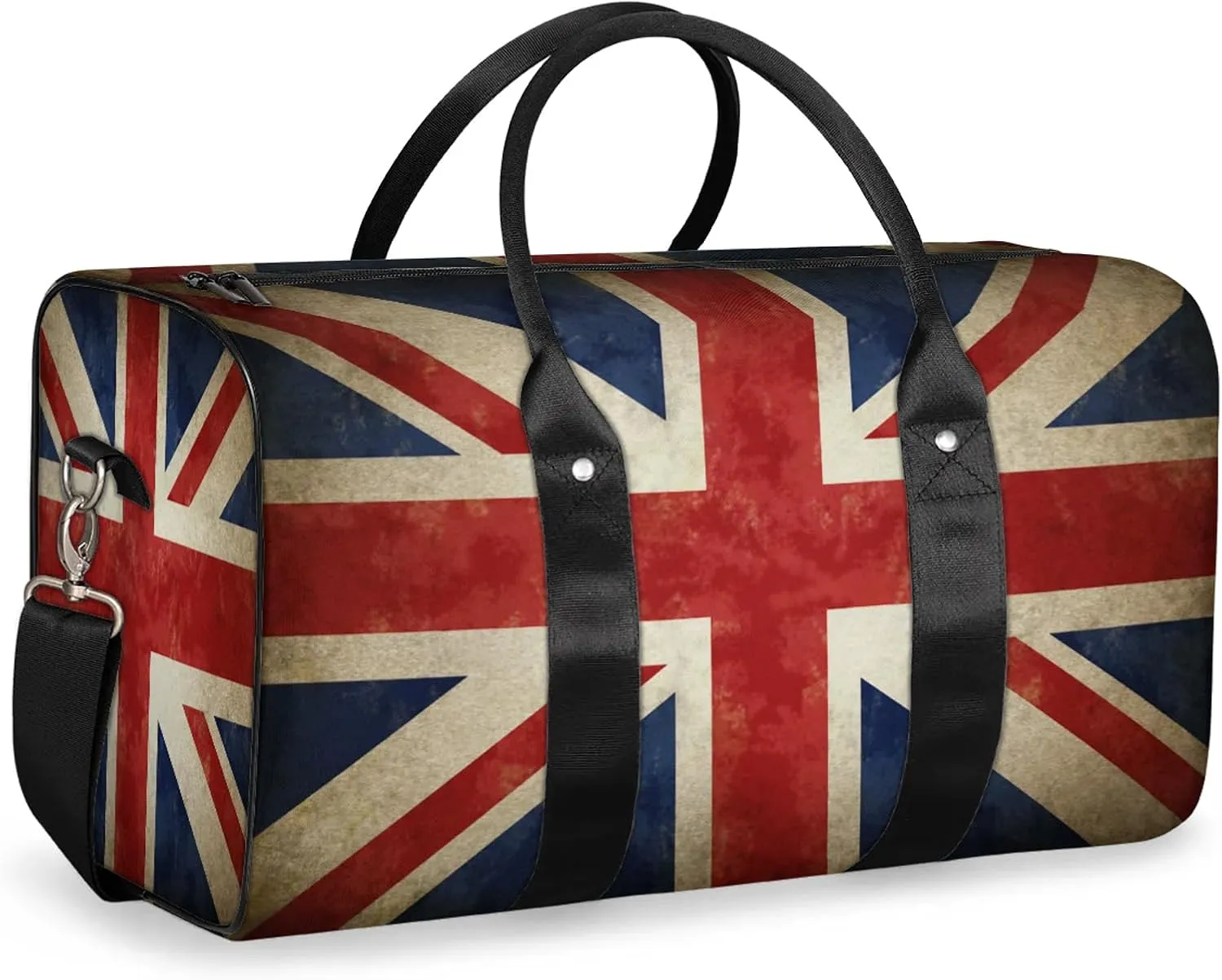 Travel Duffle Bag Flag Retro British Sports Gym Bags for Women Men Weekender Overnight Bags Waterproof Carry On Tote Bag Workout Bag for Dance Swimming Yoga Hospital