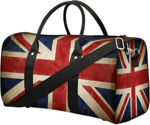 Travel Duffle Bag Flag Retro British Sports Gym Bags for Women Men Weekender Overnight Bags Waterproof Carry On Tote Bag Workout Bag for Dance Swimming Yoga Hospital