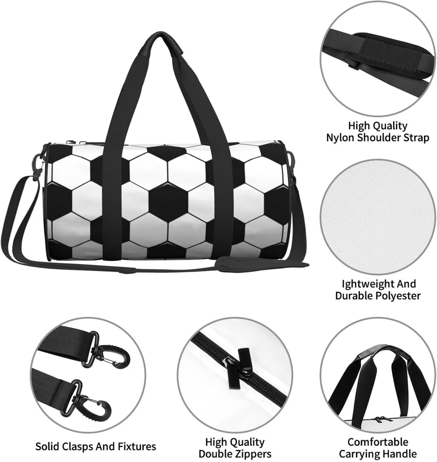 Travel Duffle Bag for Men Women, Soccer Ball Sports Duffle Bags for Sport Gym Overnight Luggage
