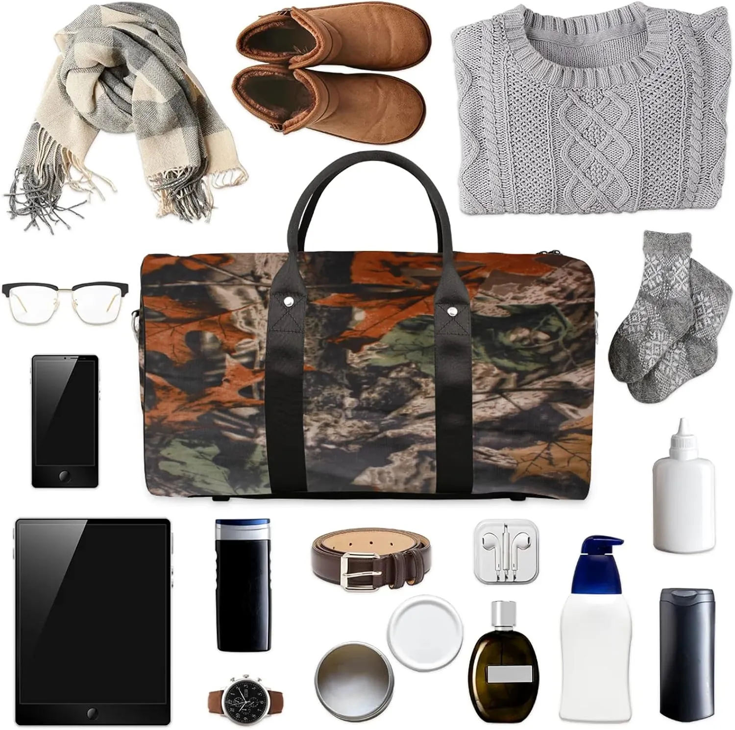 Travel Duffle Bag Forest Tree Leaves Sports Gym Bags for Women Men Weekender Overnight Bags Waterproof Carry On Tote Bag Workout Bag for Dance Swimming Yoga Hospital