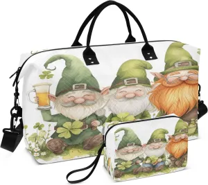 Travel Duffle Bag, Saint Patrick's Day Gnome6 Gym Bag with Storage Bag Weekender Overnight Bag for Men Women Trip Sports Yoga