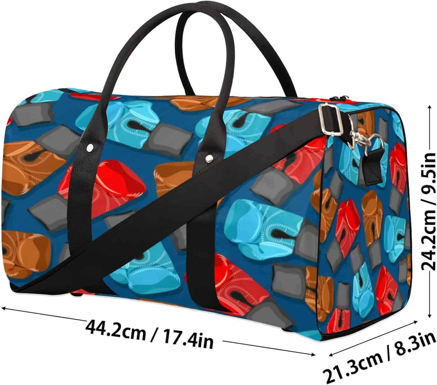 Travel Duffle Bag Sports Boxing Gloves Sports Gym Bags for Women Men Weekender Overnight Bags Waterproof Carry On Tote Bag Workout Bag for Dance Swimming Yoga Hospital
