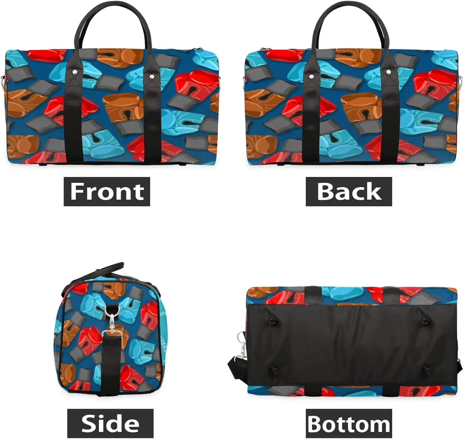 Travel Duffle Bag Sports Boxing Gloves Sports Gym Bags for Women Men Weekender Overnight Bags Waterproof Carry On Tote Bag Workout Bag for Dance Swimming Yoga Hospital