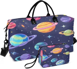 Travel Duffle Bag Weekender Bags Overnight Bag with Toiletry Bag Gym Duffel Bag Cosmic Planet for Travel Business Trips Sport