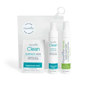 Travel Essentials | Hygiene Kit | Travel Toiletry Kit | Travel Size | Spray Hand Sanitizer Herbal Scent | Surface Wipes | Individual Travel Wipe | Surface Cleaner & Air Mist | With Essential Oils