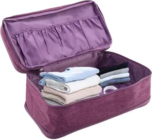 Travel Organizer Bags,Waterproof 11 * 6.3 * 4.9in Polyester Travel Packing Organizers Portable Suitcase Organizer,Luggage Organizer Bags for Underwear Bra Socks Bag USB Case (Purple)