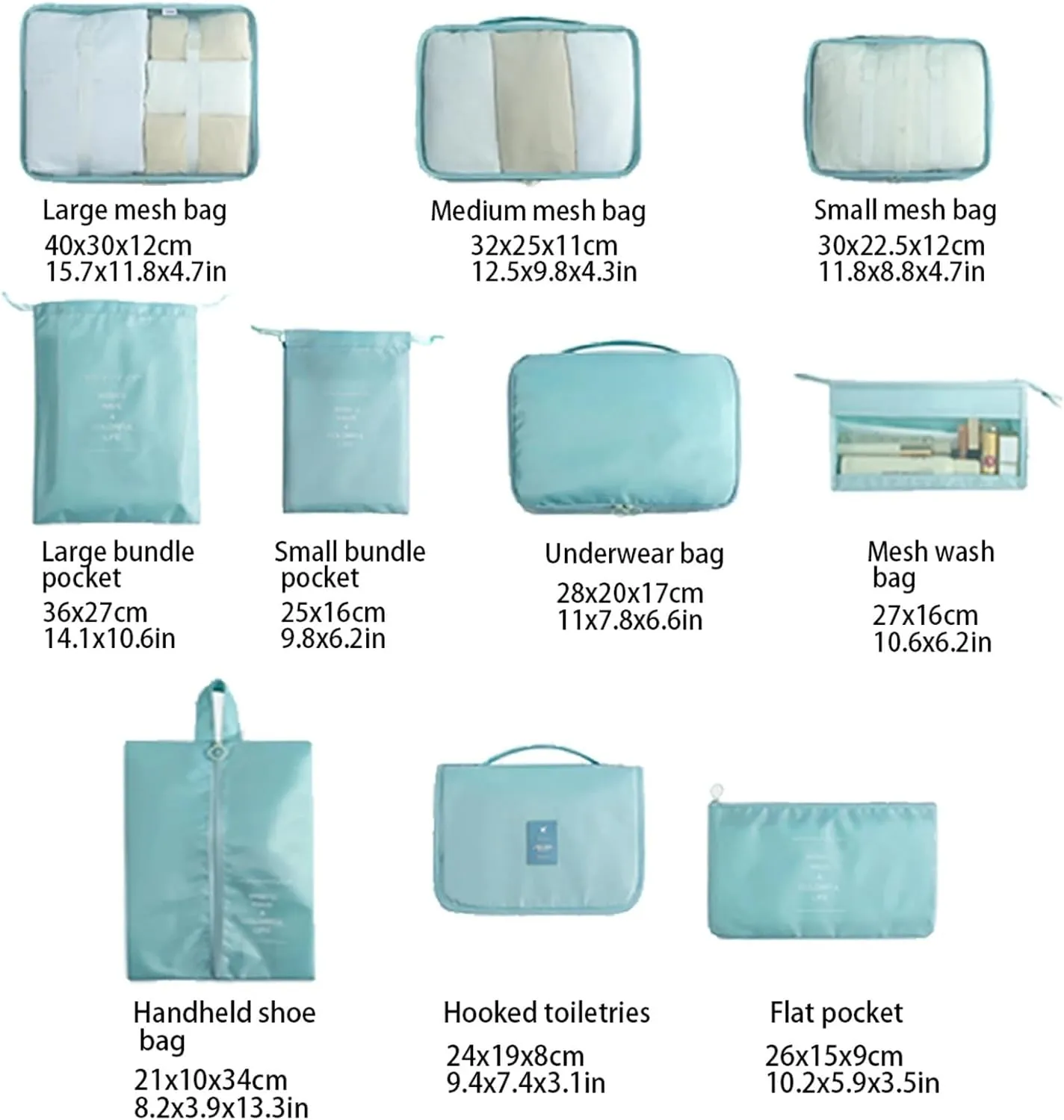 Travel Organizer Eight Piece Set, Toiletries Cosmetics Clothes Storage Bag Portable Travel Sorting Bag Best travel must haves(Pink)