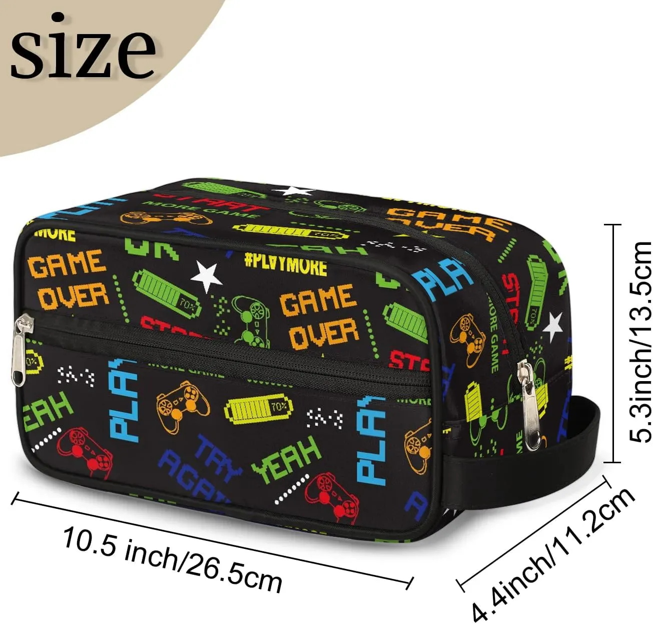 Travel Toiletry Bag for Boys Kids, Gamer Gamepad Waterproof Hanging Dopp Kit for Men, Shaving Bag with Large Capacity for Travel, Sports, Shower