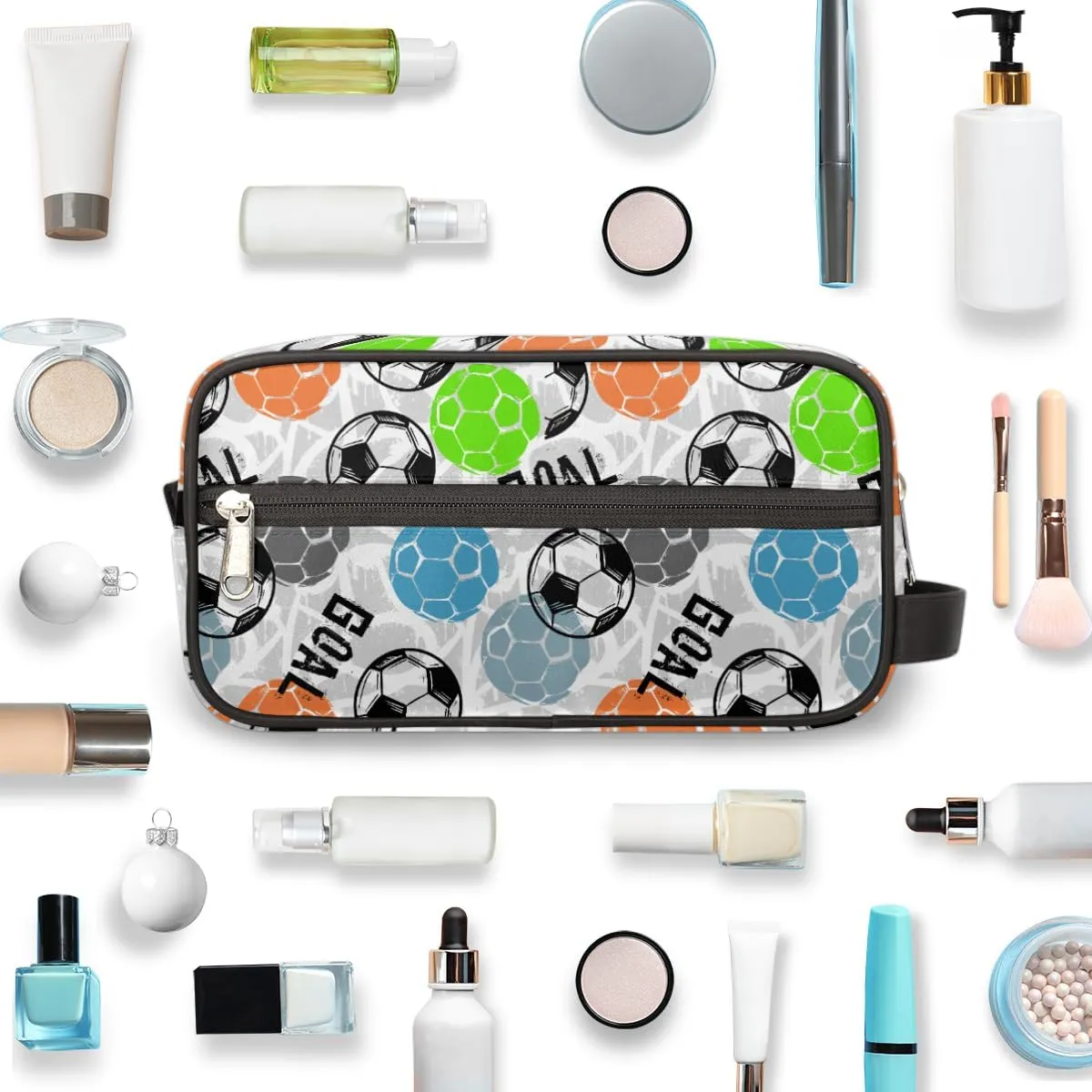 Travel Toiletry Bag for Boys, Soccer Sports Waterproof Hanging Dopp Kit for Men, Shaving Bag with Large Capacity for Travel,Sports Shower