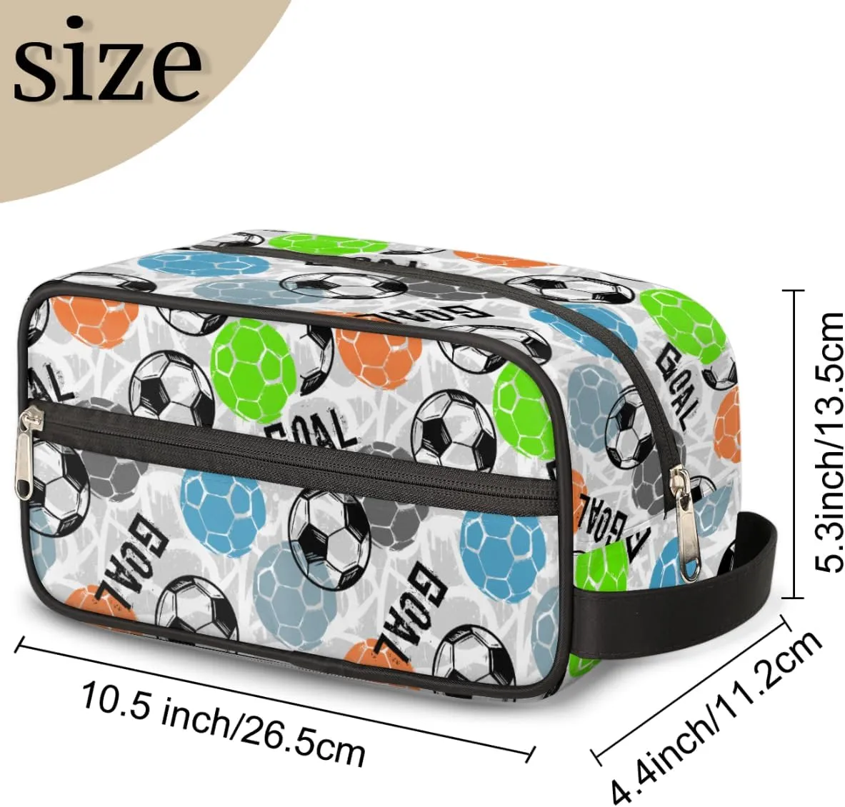 Travel Toiletry Bag for Boys, Soccer Sports Waterproof Hanging Dopp Kit for Men, Shaving Bag with Large Capacity for Travel,Sports Shower