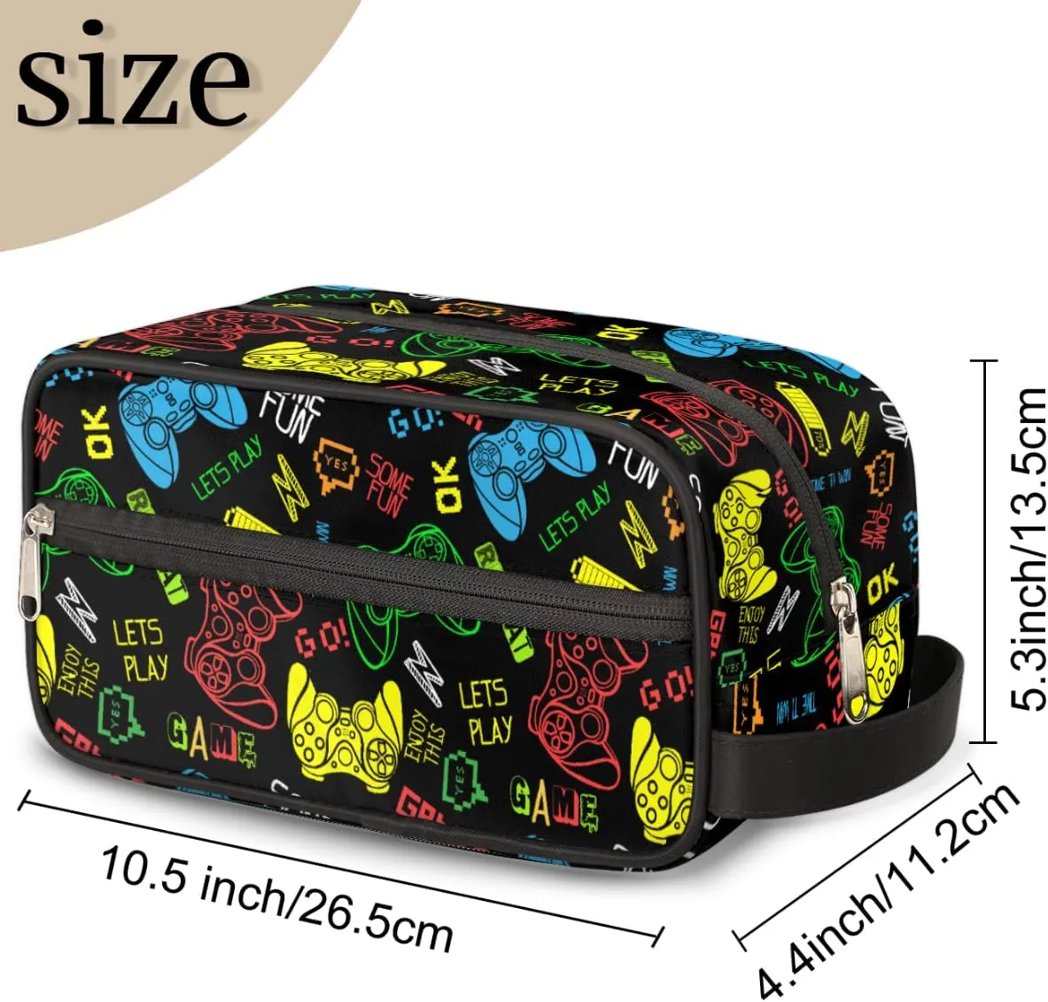 Travel Toiletry Bag for Boys, Video Games Waterproof Hanging Dopp Kit for Men, Shaving Bag with Large Capacity for Travel,Sports Shower