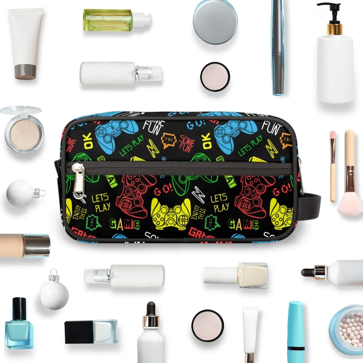 Travel Toiletry Bag for Boys, Video Games Waterproof Hanging Dopp Kit for Men, Shaving Bag with Large Capacity for Travel,Sports Shower