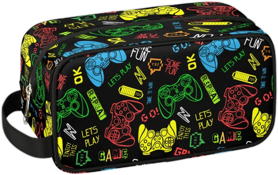 Travel Toiletry Bag for Boys, Video Games Waterproof Hanging Dopp Kit for Men, Shaving Bag with Large Capacity for Travel,Sports Shower