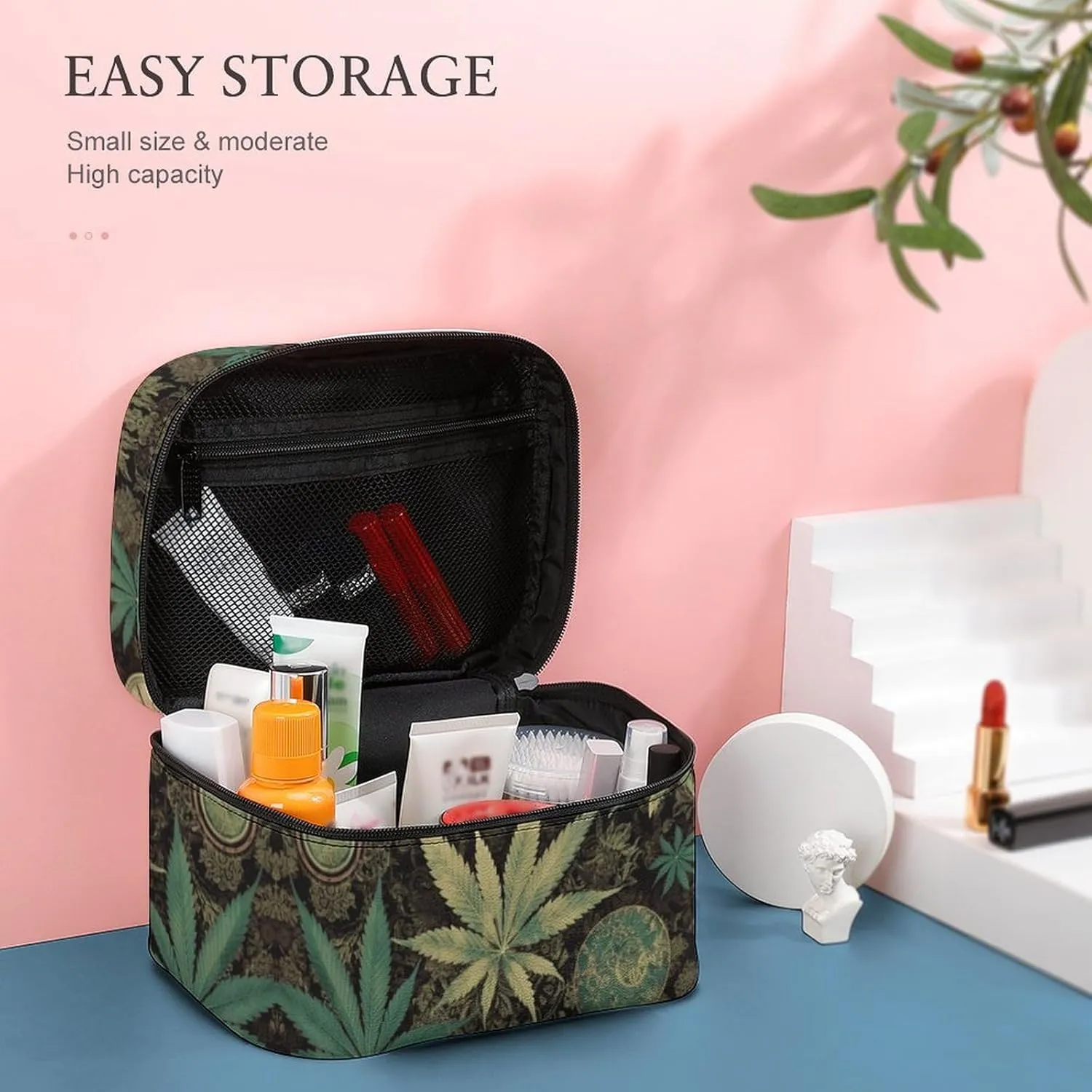 Travel Toiletry Bag for Women And Men,A Puff in Time Weed Marijuana Toiletry Organizer, Makeup Bag Travel Organizer for Shampoo,Toiletries