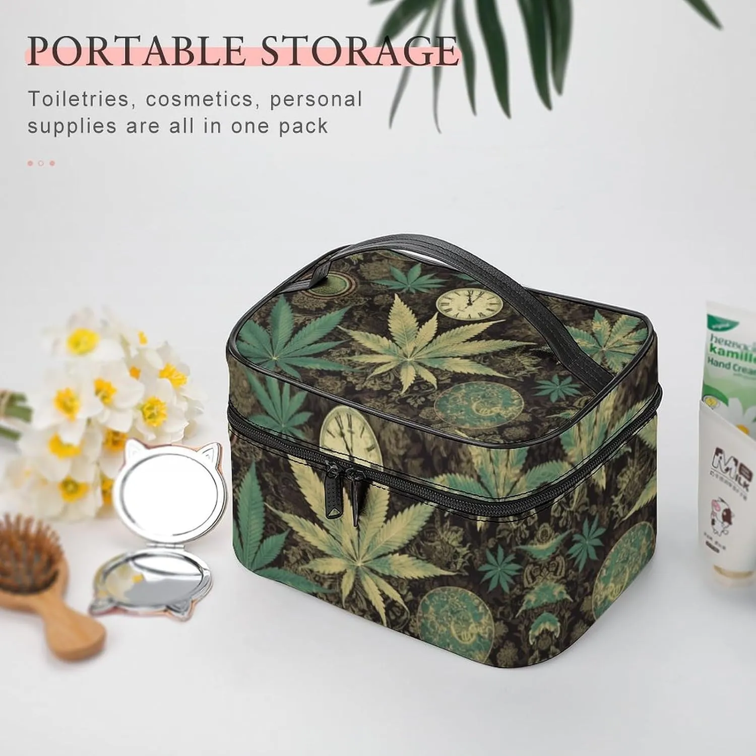 Travel Toiletry Bag for Women And Men,A Puff in Time Weed Marijuana Toiletry Organizer, Makeup Bag Travel Organizer for Shampoo,Toiletries