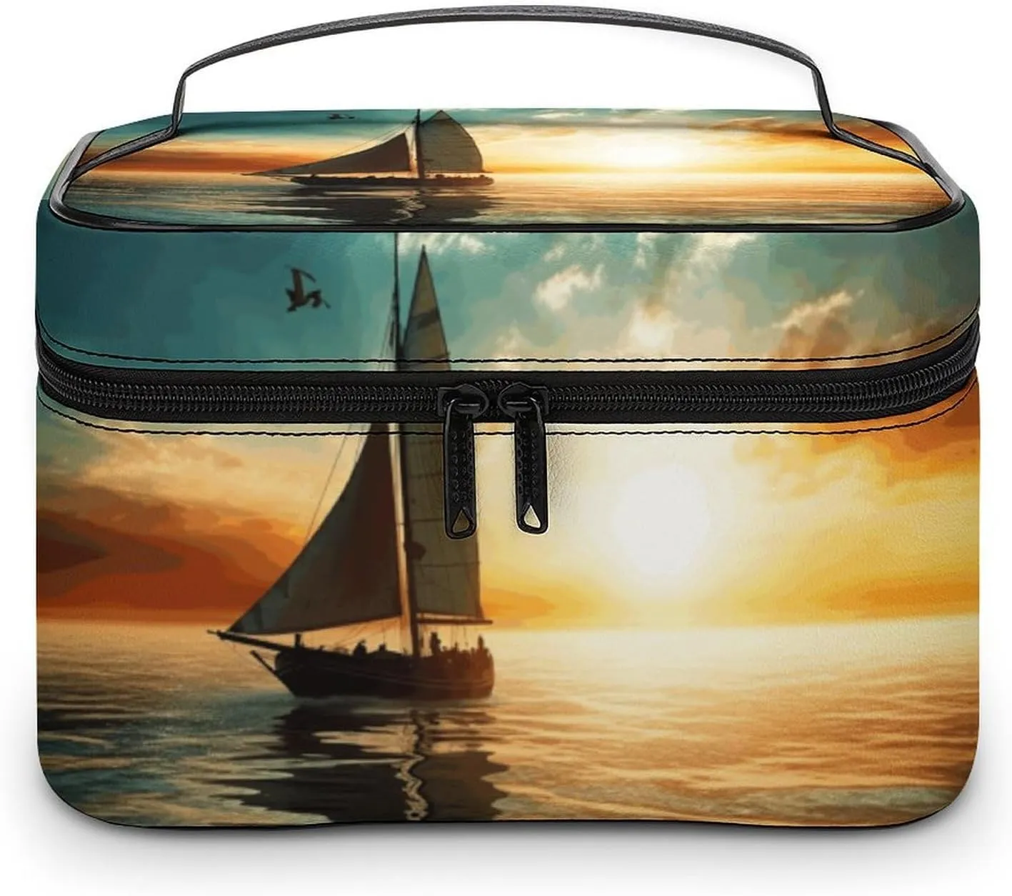 Travel Toiletry Bag for Women And Men,Boat on The Ocean Toiletry Organizer, Makeup Bag Travel Organizer for Shampoo,Toiletries