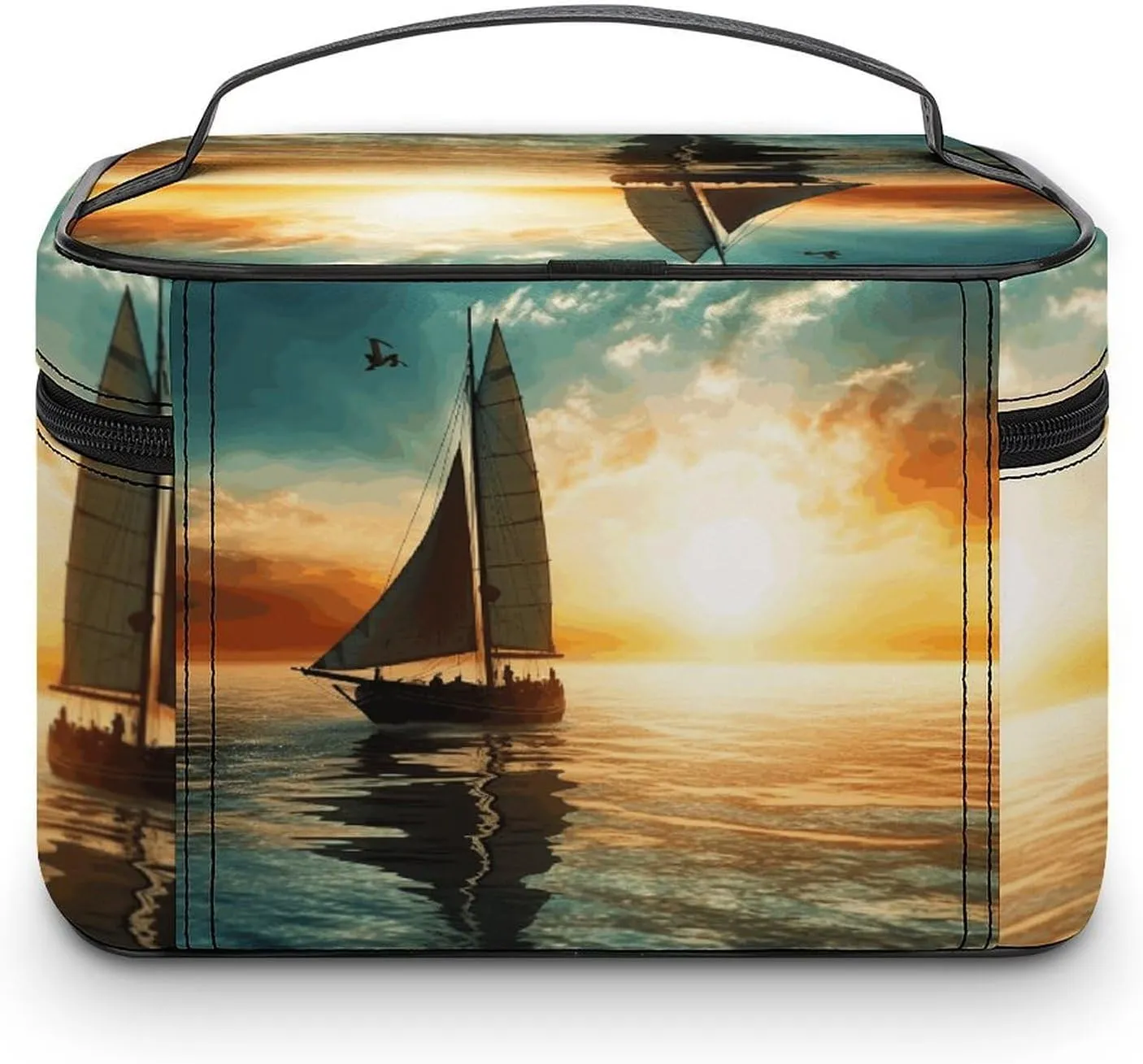 Travel Toiletry Bag for Women And Men,Boat on The Ocean Toiletry Organizer, Makeup Bag Travel Organizer for Shampoo,Toiletries
