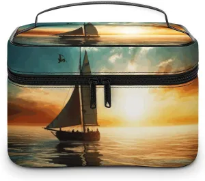 Travel Toiletry Bag for Women And Men,Boat on The Ocean Toiletry Organizer, Makeup Bag Travel Organizer for Shampoo,Toiletries