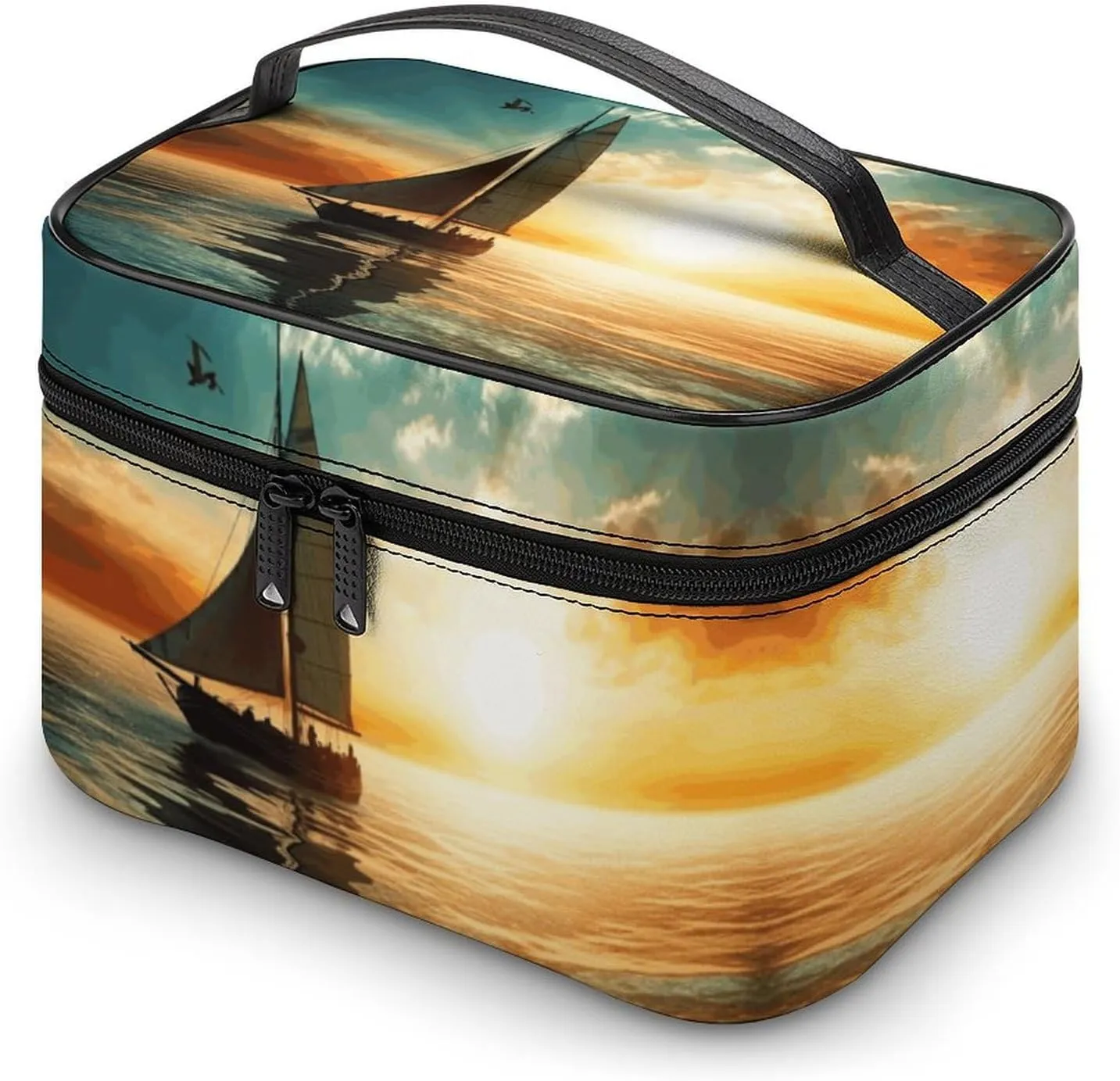 Travel Toiletry Bag for Women And Men,Boat on The Ocean Toiletry Organizer, Makeup Bag Travel Organizer for Shampoo,Toiletries