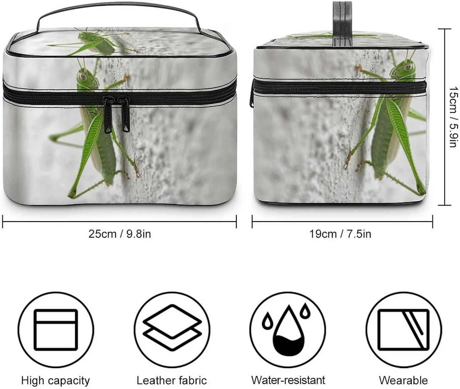 Travel Toiletry Bag for Women And Men,Green Grasshopper Image Toiletry Organizer, Makeup Bag Travel Organizer for Shampoo,Toiletries