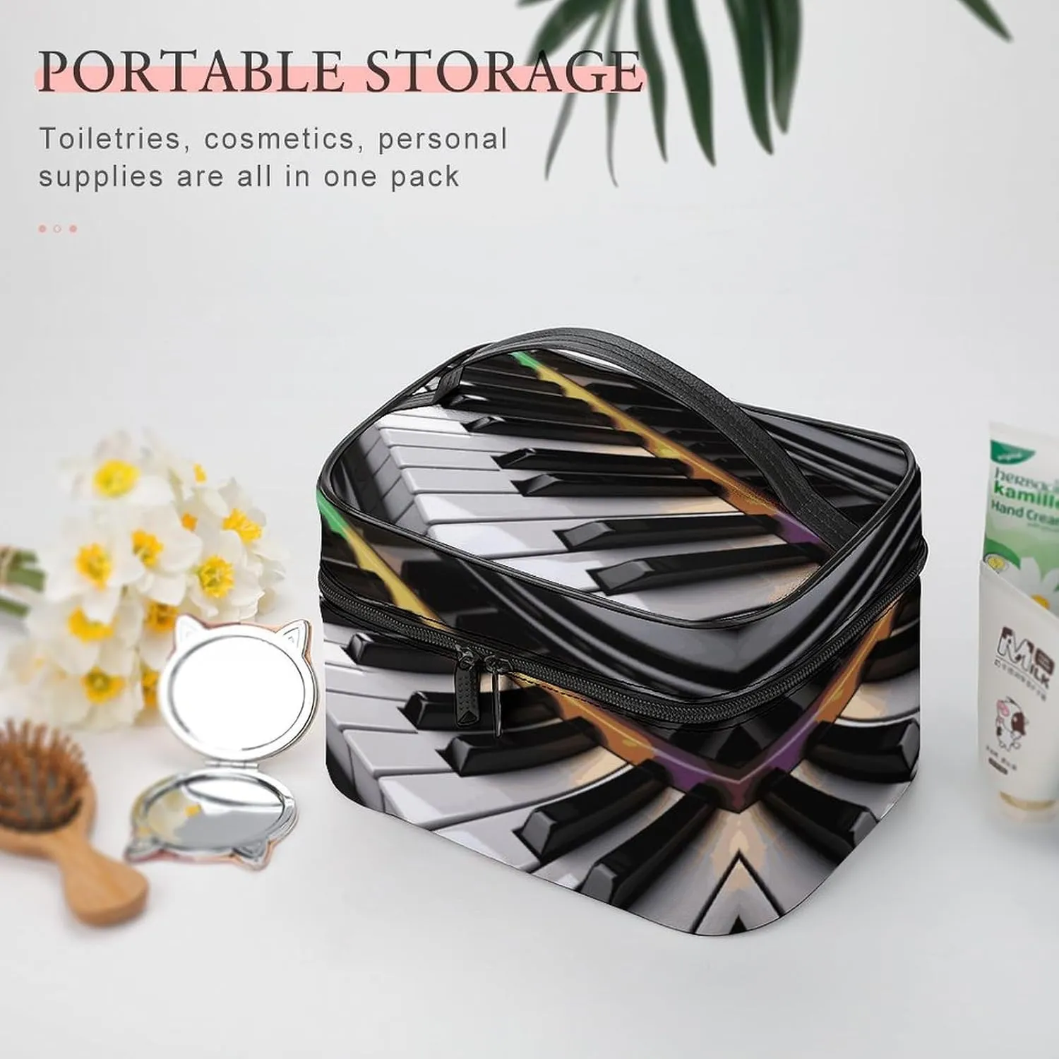 Travel Toiletry Bag for Women And Men,Piano Key Toiletry Organizer, Makeup Bag Travel Organizer for Shampoo,Toiletries
