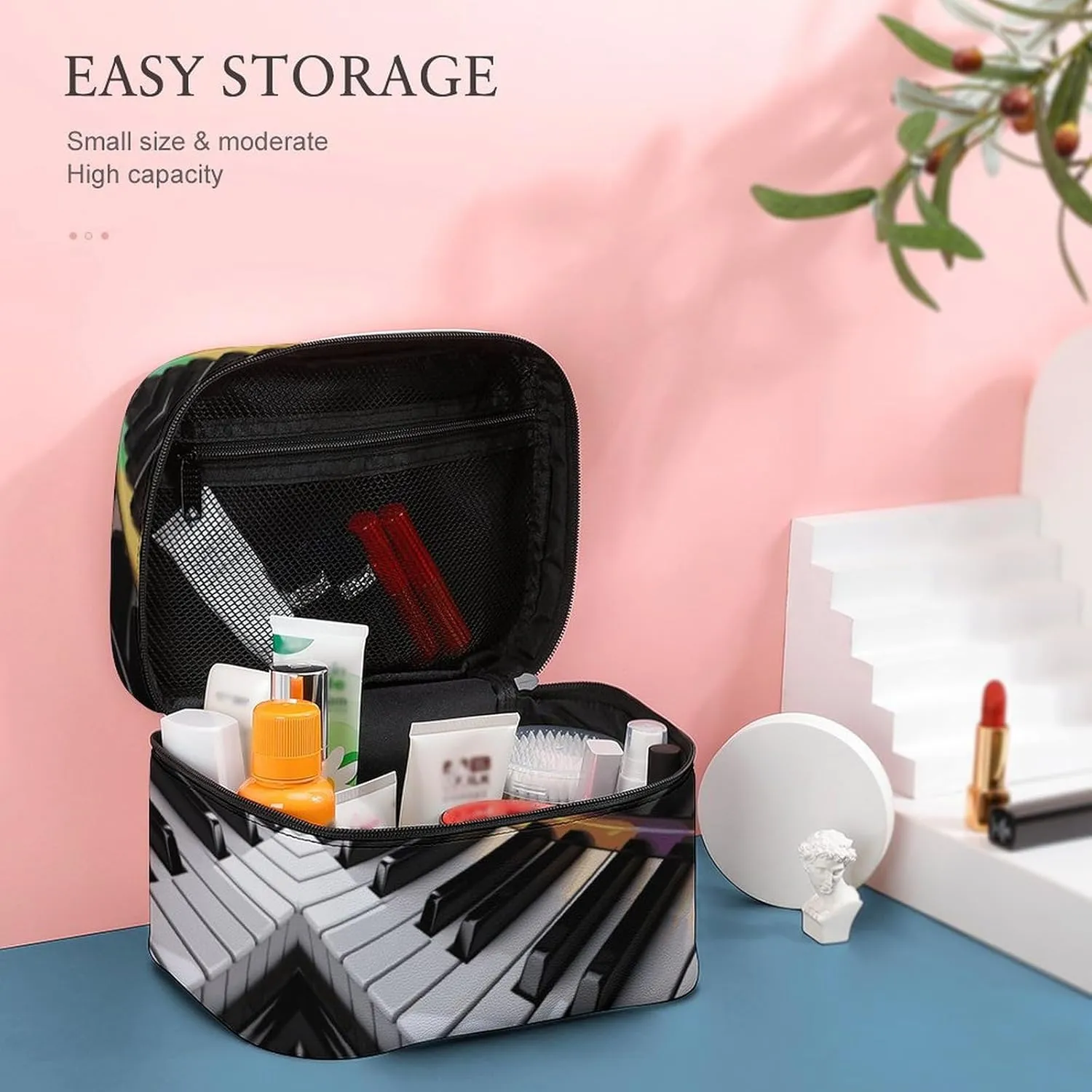 Travel Toiletry Bag for Women And Men,Piano Key Toiletry Organizer, Makeup Bag Travel Organizer for Shampoo,Toiletries