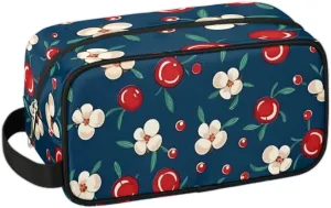 Travel Toiletry Bag for Women Men Cherries Floral Hanging Cosmetic Bag Waterproof Makeup Bag for Shaving Makeup Toothbrush & Travel Essentials