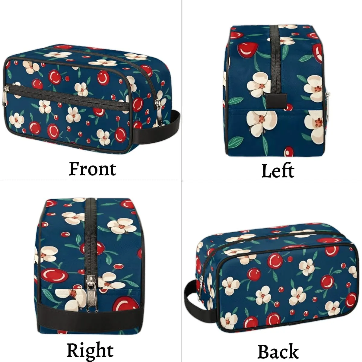 Travel Toiletry Bag for Women Men Cherries Floral Hanging Cosmetic Bag Waterproof Makeup Bag for Shaving Makeup Toothbrush & Travel Essentials