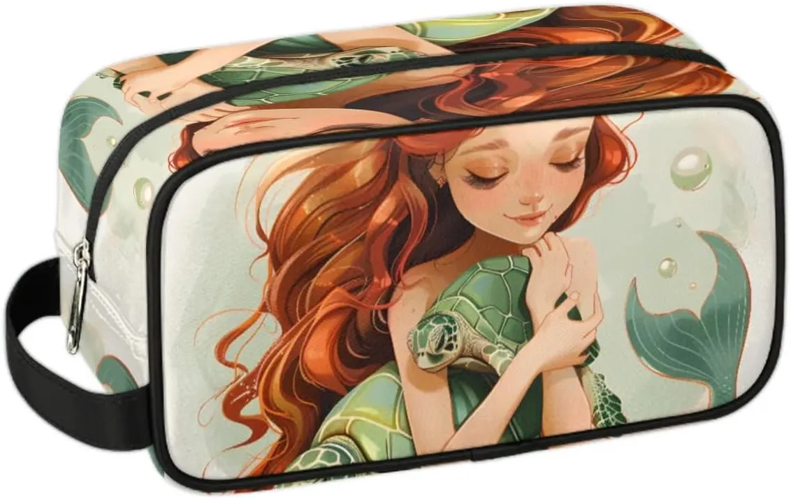Travel Toiletry Bag for Women Men Mermaid Sea Turtle Hanging Cosmetic Bag Waterproof Makeup Bag for Shaving Makeup Toothbrush & Travel Essentials