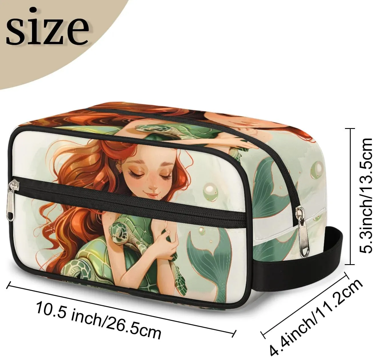 Travel Toiletry Bag for Women Men Mermaid Sea Turtle Hanging Cosmetic Bag Waterproof Makeup Bag for Shaving Makeup Toothbrush & Travel Essentials