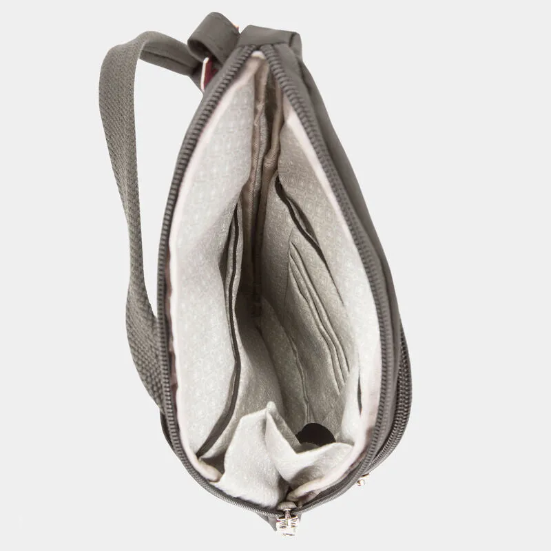 Travelon Anti-Theft Essentials Mini Asymmetric Crossbody w/5-Point Anti-Theft Protection - Smoke
