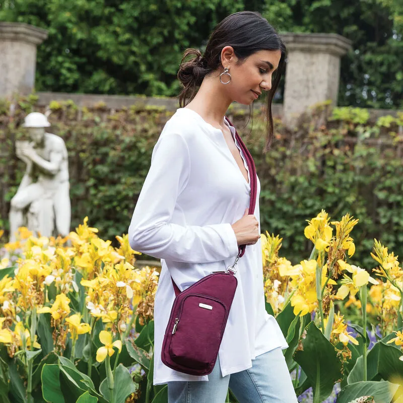 Travelon Anti-Theft Essentials Mini Asymmetric Crossbody w/5-Point Anti-Theft Protection - Smoke
